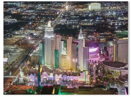 GSBRSNTS Las Vegas Skyline bei Nacht，Metall-Blechschild, schicke Art, Retro, Eisen, Malerei, Bar, Menschen, Höhle, Café, Familie, Garage, Poster, Wanddekoration（20 x 30 cm） 8 x 12 Zoll-Z36，BEAYODKP