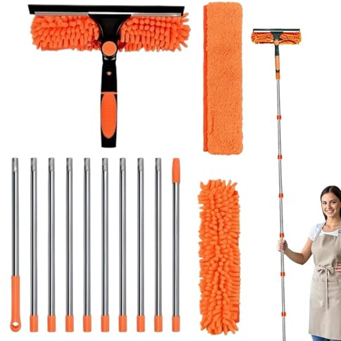 Doyandader Telescopic Pole Roof Cleaning Telescopic Wolf Head High Range Dust Removal Kit 6m with Extension Pole for Ceilings, Shelves, Shades, and Fans