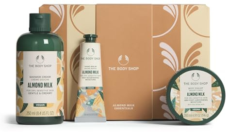 Almond Essentials Gift Set, Full-Size Body Care for Dry, Sensitive Skin | (Worth £29.5) Shower Cream 250ml, Body Yogurt 200ml and Hand Balm 30ml, Soothing Care and Gentle Cleansing, by The Body Shop