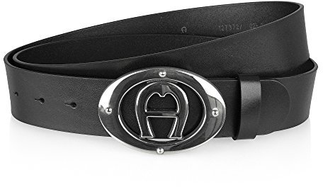 Ledergürtel von Aigner LOGO (110, Schwarz/Silber)