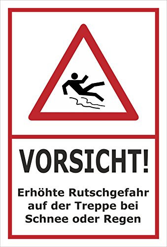 Melis-Folienwerkstatt Schild Rutschgefahr Treppe - 30x20cm - Bohrlöcher - 3mm Aluverbund – 20 VAR S00018-046-B