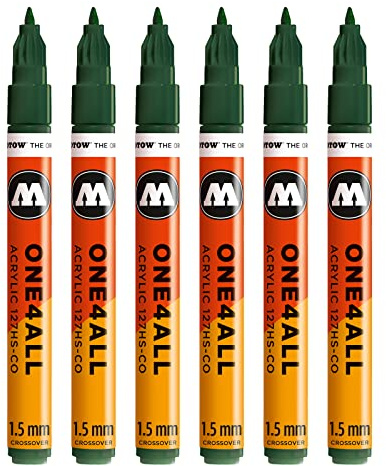 Molotow One4All 127HS-CO Acryl Marker (1,5 mm Strichstärke, hochdeckend und permanent, UV-beständig, für fast alle Untergründe) 6 Stück Farbe 145 future green