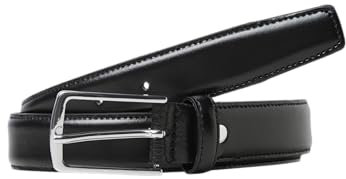 Herren Jack & Jones Legerer Echtleder Gürtel | Klassischer Leather Belt | mit Löcher JACCHRISTOPHER, Farben:Schwarz, Größe Gürtel:80