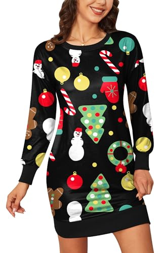 BesserBay Vestido de Navidad de manga larga para mujer, túnica festiva.