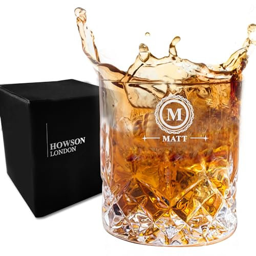 EDSG Personalised Whiskey Glass for Men Engraved Whiskey Tumbler Glass Personalised Gifts for Men Personalised Glasses 7oz/210ml Birthday Christmas Wedding Best Man Groomsmen Gift