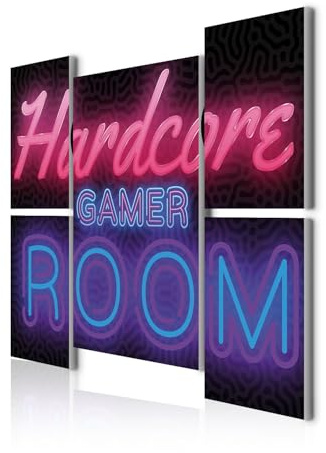 decomonkey Bilder Set Game 110x80 cm 5 Teilig Leinwandbilder Wandbild Play | Strukturleinwand, Holzkeilrahmen, Bild auf Leinwand, Kunstdruck, Wanddeko, Wohnzimmer, Wanddekoration, Station, Gamer