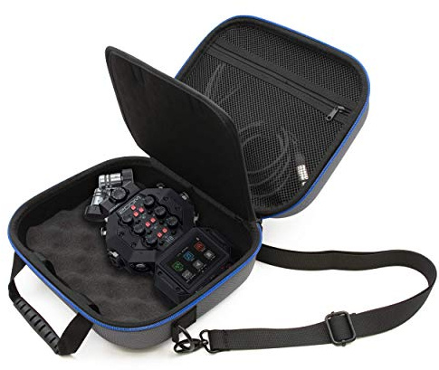 CASEMATIX Travel Case Compatible with Zoom H8 Handy Recorder - Hard Shell Carrier for Audio Recorder and Accessories with Adjustable Shoulder Strap, Padded Divider & Accessory Storage - CASE ONLY