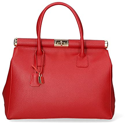 Chicca Borse Borsa top handle donna borsa a mano in pelle dollaro borsa media italiana - Rosso