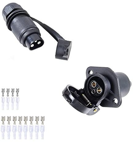 Feuunly 3 Polig Traktor Stecker Steckdose 12V, Din 9680 Wasserdicht Stecker 3 Polig Und Steckdose 3 Polig, Für LKW RV PKW KFZ Traktor Anhänger Landwirtschaftliche Maschinen (2 Mount Punkte)