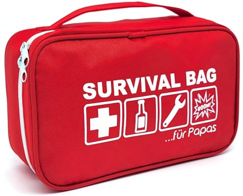 HAPPY DIKDIK Survival Bag für Papas - Papa Geschenk zur Geburt - Baby Geschenk für werdende Väter & Papa Geschenk zum Geburtstag - lustige Geschenke für Männer zum Vatertag