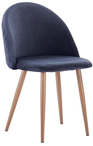 SAM Esszimmerstuhl Lilly in Anthrazit, Stoffbezug aus Samt, Metallbeine in eichenfarbiger Optik, pflegeleichter Designer-Stuhl, Polsterstuhl im skandinavischen Stil, Retro-Design für Küche & Esszimmer