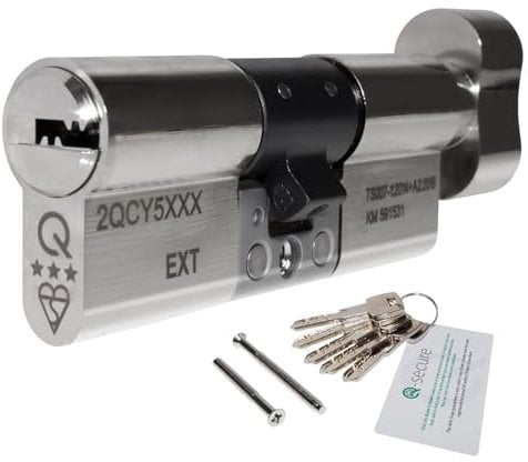 Nickel, 35/35 (70mm) greenteQ Orion TS007 3-Star Anti-Snap Thumbturn Euro Cylinder Twist Lock Door Barrel
