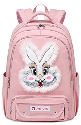 FANDARE Elegante Zaino Casual Cartelle per la scuola Ragazza Zaino Scuola Zainetti per Donna Zainetto per Adolescenti Studenti Scuola Escursioni Viaggi Attività All'aperto Impermeabile Nylon Rosa
