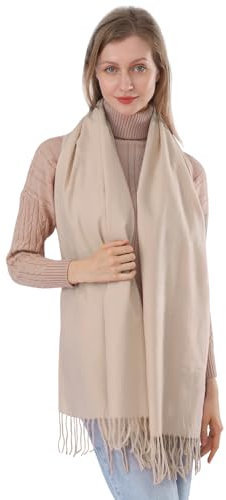 ACNCN Damen Kaschmir-Schal, Pashmina-Schal, 300 g, extra groß, Kaschmir, dicke Schals für den Winter, beige, 200cm*70cm