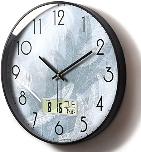SCOAGE Silent Analogue Wall Clock Battery Operated, Colourful Non-Ticking Round for Bedroom/Living Room/Kitchen/Office (Silver, 12inch)