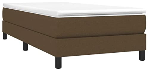 vidaXL Bettgestell, Polsterbett Bett für Schlafzimmer, Bettrahmen mit Lattenrost, Schlafzimmerbett Einzelbett, Dunkelbraun 100x200cm Stoff