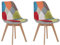 HJhomeheart Juego de 2 Sillas de Comedor de Tela Patchwork con Cojín de Asiento Extraíble y Patas de Madera Maciza para Comedor, Sala de Estar, Cocina, etc. (Retazos Rojo)