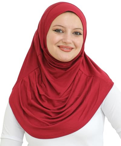 Prien Chic Hijab Für Damen, Türkisch Kopftuch Muslim, Frauen Konfektionskleidung Schal Kleider, Muslim Weicher Jersey Kopftücher, Burka, Easy Hijab Set, Muslimisch Abaya (Burgund)