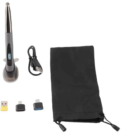 HUIOP 2.4GHz Optical Pen Mouse Left & Right Hands Rechargeable Wireless Optical Pocket Pen Mouse Wireless Dual Right Keys Grey,Optical Pen Mouse
