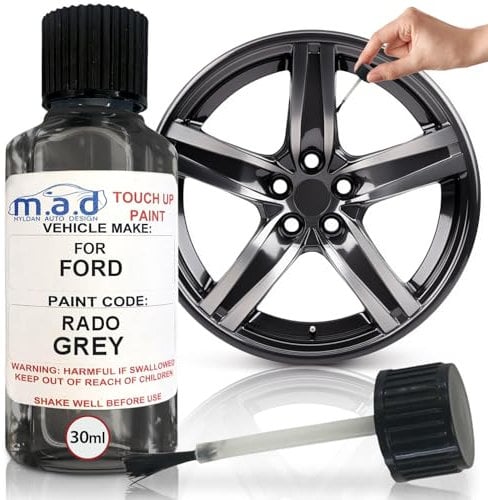 M.A.D Grey Touch-Up Kit for Alloy Wheel & Bodywork Repair - 30ml Paint with Brush for Curbing Scratches & Scuffs - Chip-Resistant Compatible With Fiesta ST Curb Scratch