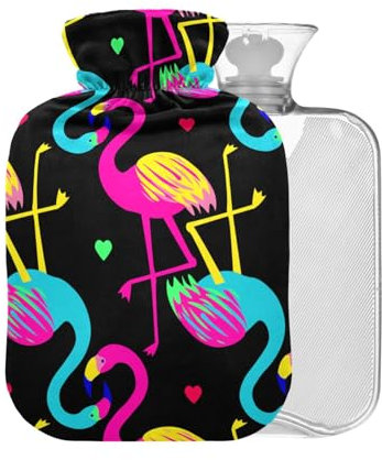 Hawaiianischer Flamingo-Wärmflasche mit Bezug, 2 l, groß, für Schmerzlinderung und Krämpfe