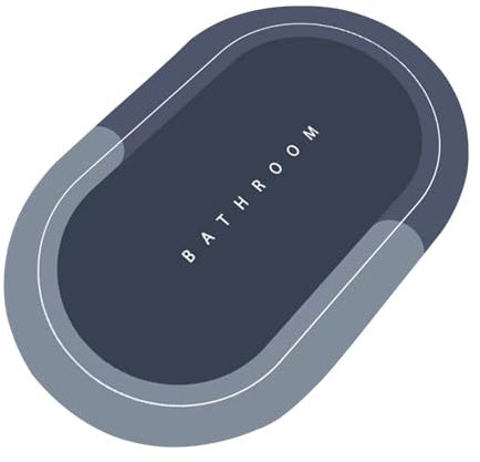 Hixingo Tapis de Bain Antidérapant Ovale, Tapis Salle de Bain Diatomite Absorbant, Tapis Douche Séchage Rapide, Microfibre Tapis Vaisselle Tapis d'Entré (60x90cm,Bleu foncé)