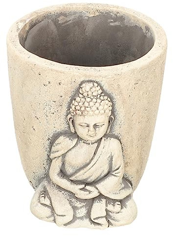 HAKIDZEL Buddha Blumentopf Aus Zement Sukkulenten Pflanzgefäß Kreatives Buddha Kopf Design Kleine Dekorative Gartenpflanze Für Zuhause