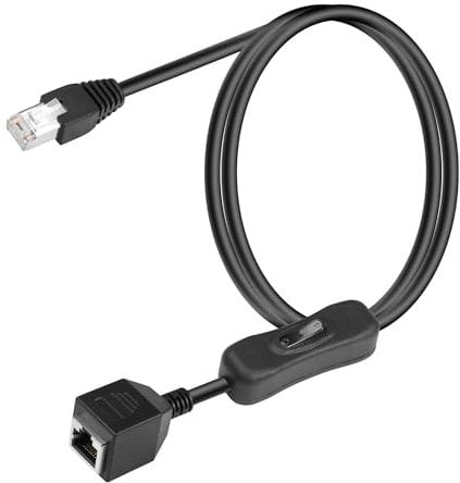 SinLoon Cavo Ethernet Cat6 con interruttore on/off, cavo di prolunga RJ45 ad alta velocità da maschio a femmina, con interruttore 304, cavo di rete Internet Cat6, 1 m (da maschio a femmina)