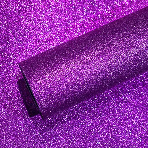 VEELIKE Glitzer Tapete Lila Möbelfolie Selbstklebende Folie Glitzer Dekorfolie für Möbel Wanddeko Klebefolie Ornamente Wandtapete Luxus Tischdeko Wohnzimmer Party Dekoration Glitzerfolie 40cm×300cm