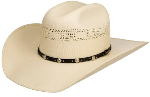 Stetson Ranson Western Vented Toyo Strohhut Einfarbiger Hut Ledergarniturband UV-Schutz 40 Unisex Frühjahrs Sommer weiß L (58-59 cm)