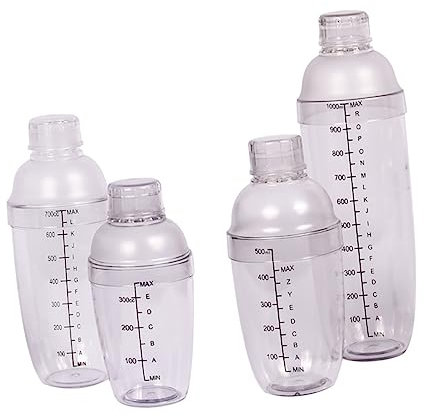 LABRIMP Set De Coctelera De Mano Transparente 4 Piezas De Shakers De Bar Con Escala Adecuado Para Preparar Bebidas y Vino