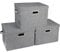 Voova Large Collapsible Storage Bins with Lids,3 Pack Stackable Linen Fabric Cube Storage Organizer,Foldable Closet Storage Boxes Baskets Containers with Cover for Clothes,Bedroom,Home,Grey
