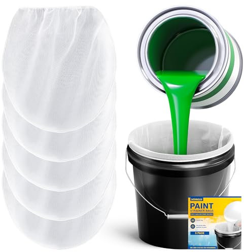 5 Gallon Paint Filter Strainer Mesh - 5 Pack Disposal Elastic Top Bucket Strainer