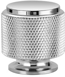 Yagman 10 Pack Knurled Kitchen Cabinet Knobs Polished Chrome Round Dresser Knob Modern Drawer Hardware Cupboard Handles Furniture Knobs for Bathroom Single Hole Knobs for Wardrobe GH-PC-K10