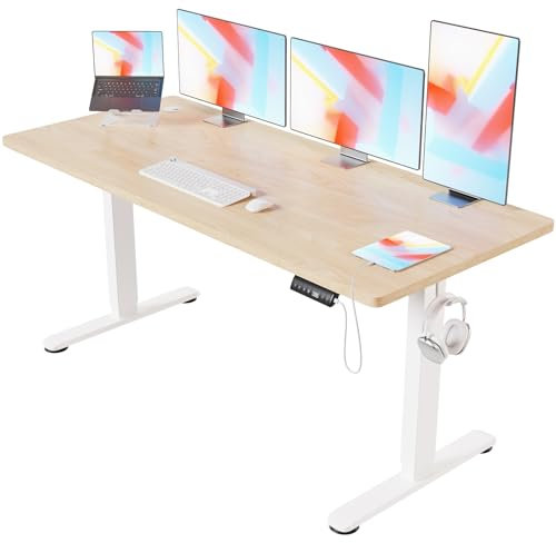 Devoko 180x80cm Scrivania Regolabile In Altezza?Scrivania Elettrica Con Gestione dei cavi e porta di ricarica USB?Altezza Regolabile 72-116 cm. 3 Altezze Di Memoria.Scrivania Per Ufficio