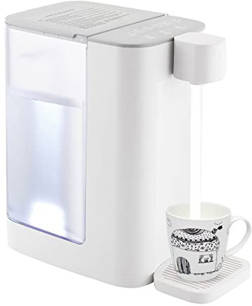 3L Heißwasser Sofortspender, Elektrischer Wasserkocher 45dB Heißwasserspender 5 Temperaturoptionen und 2 Wasserstände mit Licht Kindersichere Verriegelung Weiß