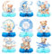 Centrotavola Battesimo Bimbo Decorazioni Allestimento Battesimo Tableau Addobbi Nascita Bambino Mongolfiera Battesimo Benvenuto Nascita Centro Tavola Decorazione Set Tovaglia Gadget Kit Bomboniera