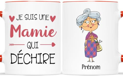 CADEAU PLUS Mug Personnalisé Prénom - Je Suis Une Mamie Qui Déchire - Tasse Grand-Mère, Fête Des Grands-Mères, Personnalisable
