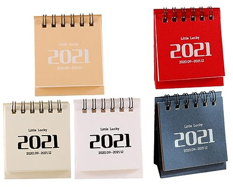 COHEALI 5 Stück Kleiner Neujahrs Tischkalender 2021 Kalenderplaner 2021 Monatskalender Monats Desktop Kalender Einfacher Schreibtisch Spulen Notizblock Kraft Scroo Tischkalender
