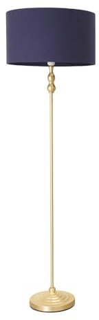 ValueLights | Gold Metal Candlestick Floor Lamp with Navy Blue Fabric Drum Shade Living Room Light | Floor Lamps, Home Décor & Improvement Essential