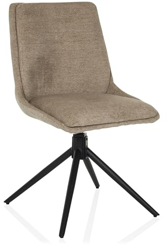 hjh LIVING Esszimmerstuhl drehbar TARVISO I Küchenstuhl Drehstuhl mit Metallbeinen, Moderner Polsterstuhl, weicher Stoffbezug, Beige
