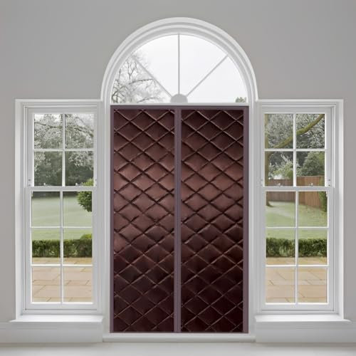 Isolierter Türvorhang, 240x240cm magnetischer wärmeisolierter Türvorhang, Isoliertür, Abdeckung für Schlafzimmer, klimatisierte Raum, Terrasse, Küche,Braun
