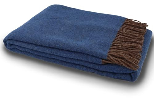 GLAESER Wohndecke Fair de Luxe | Sofadecke/Couchdecke | Kuschelige Tagesdecke | Flauschig & Kuschlig (Neuseelandwolle, Mel Chocolate Chip-Bijou Blue)