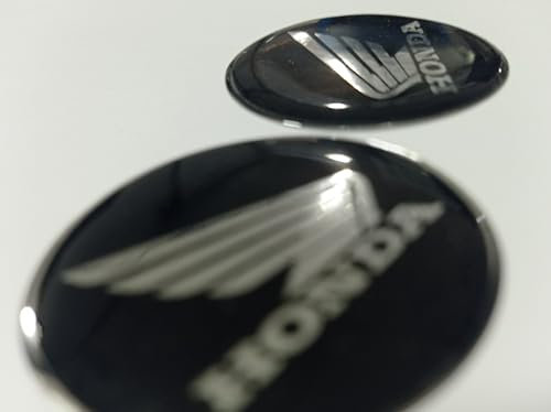 coppia adesivi per motocicletta resinati 3D dimensioni compatibili con modelli hond e caschi dimensione 50 mm colore: nero/cromo