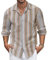 Ryehack Men's Striped Shirt Long Sleeve Casual Linen Cotton Tops Button Down Hawaiian Beach Shirts S-3XL Brown