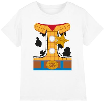 Toy Story Boys Woody Costume Unisex Kids T-Shirt, White, 12-13 Years UK