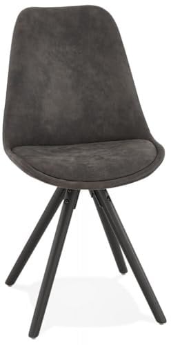 KADIMA DESIGN Eleganter Holzstuhl Harry mit Mikrofaserbezug | Moderner Esszimmerstuhl mit hoher Rückenlehne | Bequemer Designerstuhl mit schwarzen Buchenbeinen | Rustikaler Stil | 48x56x84 cm