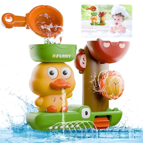 Bath Toys, Shyllin Badewannen Spielzeug ab 1 Jahr, Bär, Biene, Badespielzeug Boot, Badespielzeug mit SaugnäPfen, Wasserspielzeug, Geburtstagsgeschenke fur Jungen, MäDchen (Ente)