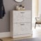 Vida Designs 2 Drawer Shoe Cabinet Cupboard Shoe Storage Organiser (White Marble)