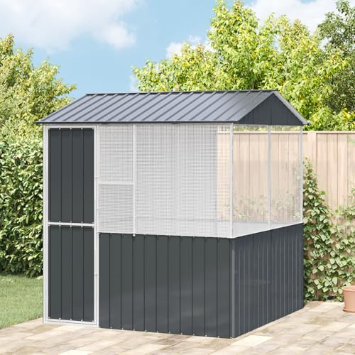 Massbinet Vogelkäfig Anthrazit 209 x 215 x 230 cm Verzinkter Stahl Wetterbeständiger Vogelkäfig
